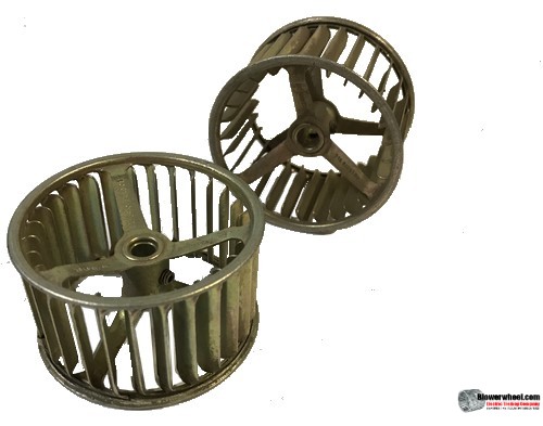 Single Inlet Galvanized Steel Blower Wheel 2-1/2" Diameter 1-3/8" Width 1/4" Bore with Clockwise Rotation SKU: 02160112-008-GS-AA-CW-001