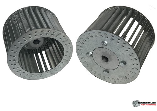 Single Inlet Aluminum Blower Wheel 9" Diameter 4-3/8" Width 1/2" Bore Counterclockwise rotation with an Inside Hub