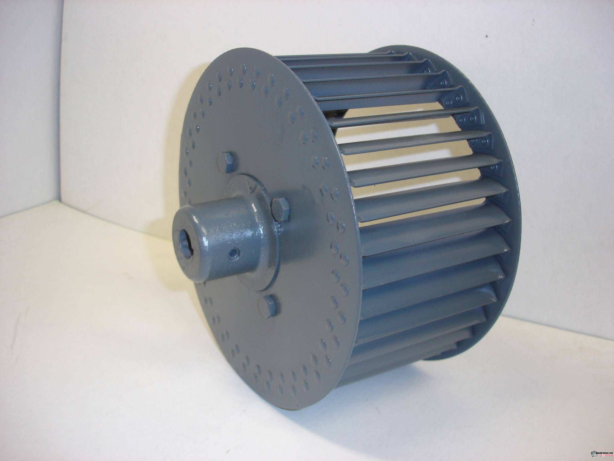 Single Inlet Aluminum Blower Wheel 9" Diameter 3-1/8" Width 5/8" Bore Clockwise rotation with an Outside Hub