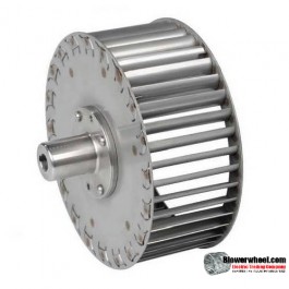 Single Inlet Aluminum Blower Wheel 9" Diameter 5-1/8" Width 5/8" Bore Counterclockwise rotation with an Outside Hub
