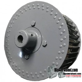 Single Inlet Steel Blower Wheel 12-3/8" D 6" W 24mm Bore-Counterclockwise  rotation- with outside hub, re-rods- SKU: 12120600-24MM-HD-S-CCW-R-O