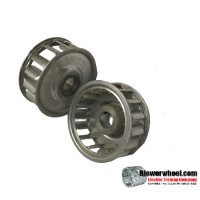Single Inlet Aluminum Blower Wheel 1-1/2" Diameter 5/8" Width 5/16" Bore with Counterclockwise Rotation SKU: 01160020-010-AS-AA-CCW-001