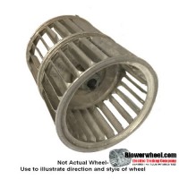 Offset Double Inlet Aluminum Blower Wheel 6-1/4" D 2" Hub Side 3-1/2” Motor Side 5.84” Overall W 3/4" Bore-Clockwise  rotation- single neck hub SKU: 06080524-024-HD-A-CWDW