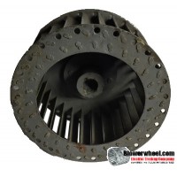Single Inlet Steel Blower Wheel 4-11/16" Diameter 2-3/16" Width 1/2" Bore with Clockwise Rotation SKU: 04220206-016-S-T-CW-001