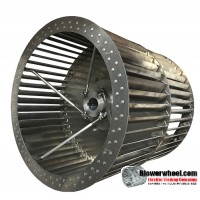 Double Inlet Steel Blower Wheel 12-1/2" D 16-1/2" W 3" Bore no key way 4 set screws -Clockwise-Counterclockwise  rotation SKU: 12161616-300-HD-S-CCWCWDW