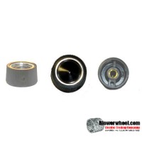 black-circle-with silver-trim-top-knob-with-horizontal-groves-and-set-screw