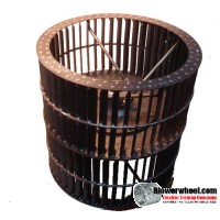 Double Inlet Steel Blower Wheel 6" Diameter 9-5/8" Width 3/4" Bore Counterclockwise rotation with Inside Hub with Re-Rods and Re-Ring