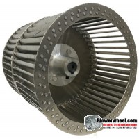 Double Inlet Aluminum Blower Wheel 8-7/8" D 10-1/4" W 14mm Bore-Clockwise  rotation, single neck hub- SKU: 08281008-14mm-HD-A-CWDW