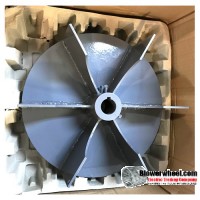 Welded 304 Stainless Steel Paddle Wheel Blower Wheel 18" D 4" W 1-1/8" Bore - with inside hub and 6 flat blades SKU: PW18000400-104-6flatblades-HD-304S