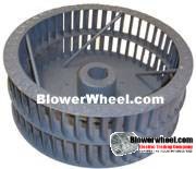 Single Inlet Aluminum Blower Wheel 9" Diameter 4-3/8" Width 1/2" Bore Clockwise rotation with an Inside Hub and Re-Ring
