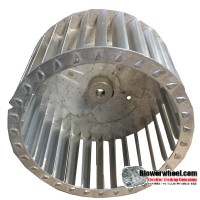 Single Inlet Aluminum Blower Wheel 6-5/16" Diameter 3-3/4" Width 3/8" Bore with Counterclockwise Rotation with steel hub SKU: 06100324-012-AS-T-CCW-001