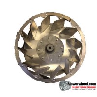 Backward Incline Aluminum Blower Wheel 16-1/2" D 6-1/2" W 1"Hub-Clockwise - inside hubs- Flat top (NO CONE) - SKU: BIW16160616-100-HD-A-FB-CW